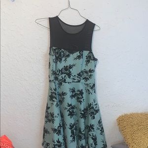 teal/black dress